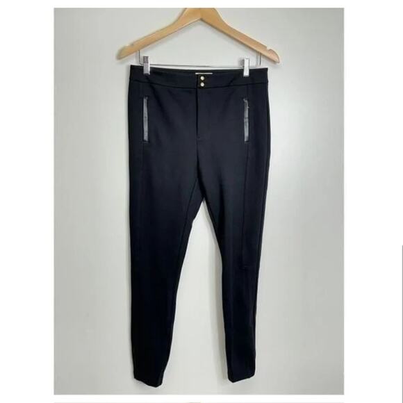 Anthropologie The Essential Slim Pant Black Leather Trim Pocket - Picture 5 of 13